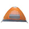 Double Door Camping Dome Tent in Orange and Green for 2-Person Use