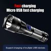 USB Chargeable Strong Light Handheld Flashlight; Plastic Material