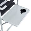 1-piece Padded Folding Outdoor Chair with Side Table and Storage Pockets