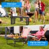 Foldable Camping Table Collapsible Picnic Aluminum Alloy Grill Stand 88LBS Max