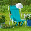 Folding Beach Chair with Cup Holder and Wooden Armrests - 4 Position
