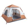 Spring Quick Opening Four-Person Family Tent, Brown 