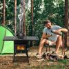 Black Iron Panel Camping Stove with Chimney - 77.54149cm