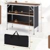 Folding Camping Table with 2Tier Open Shelves for Outdoor BBQ