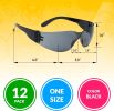 Wrap Around Safety Glasses ANSI CE Smoked Lens Pack of 12 Anti Scratch Glasses
