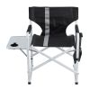 1-piece Padded Folding Outdoor Chair with Side Table and Storage Pockets