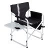 1-piece Padded Folding Outdoor Chair with Side Table and Storage Pockets