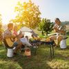 3-Piece Folding Camping Table Set with Retractable LED Stools