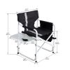 1-piece Padded Folding Outdoor Chair with Side Table and Storage Pockets