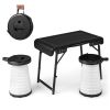 3-Piece Folding Camping Table Set with Retractable LED Stools