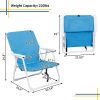 Blue Oxford Cloth Beach Chair with White Iron Frame - Load-Bearing 100kg