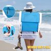 Blue Oxford Cloth Beach Chair with White Iron Frame - Load-Bearing 100kg