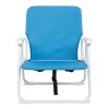 Blue Oxford Cloth Beach Chair with White Iron Frame - Load-Bearing 100kg