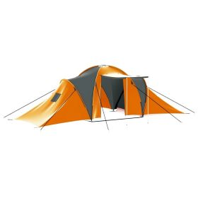 9-Person Family Camping Tent Gray and Orange