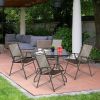 Set of 4 Patio Folding Sling Chairs Steel Camping Deck - Color: Brown