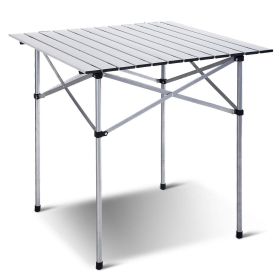 Roll Up Portable folding Camping Aluminum Picnic Table - Color: Silver