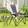 Folding Camping Chair with Lumbar Support, Cup Holder, Armrest & Storage Bag