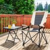 Folding Camping Chair with Lumbar Support, Cup Holder, Armrest & Storage Bag