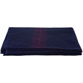 RED-STRIPED NAVY WOOL BLANKET