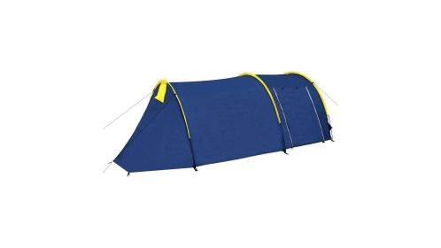 4-Person Camping Tent Navy Blue and Yellow