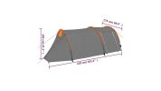 4-Person Compact Camping Tent Gray and Orange