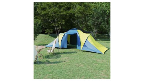 6-Person Family Tent  Blue and Yellow