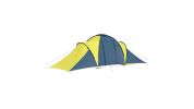 6-Person Family Tent  Blue and Yellow