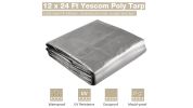 12 × 24 ft Heavy Duty Poly Tarp - Silver+Black for Camping & Outdoor Use