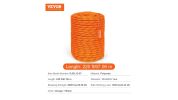 VEVOR Double Braided Polyester Rope, 1/2 in x 220 ft-orange and black