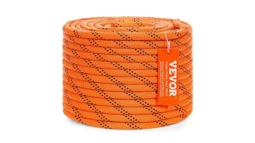 VEVOR Double Braided Polyester Rope, 3/8 in x 120 ft-orange and black