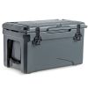 Rotomolded Cooler with Integrated Cup Holders and Bottle Opener-Tan