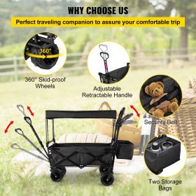 VEVOR Extra Large Collapsible Garden Cart-Black