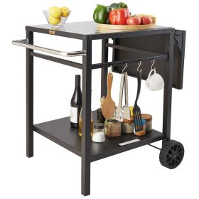 VEVOR Outdoor Grill Dining Cart with Double-Shelf