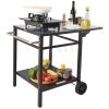 VEVOR Outdoor Grill Dining Cart with Double-Shelf