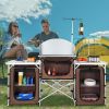 VEVOR Aluminum Cook Station 3 Cupboard & Detachable Windscreen-Brown