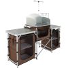 VEVOR Aluminum Cook Station 3 Cupboard & Detachable Windscreen-Brown