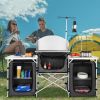 VEVOR Aluminum Cook Station 3 Cupboard & Detachable Windscreen-Black