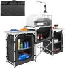 VEVOR Aluminum Cook Station 3 Cupboard & Detachable Windscreen-Black