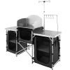 VEVOR Aluminum Cook Station 3 Cupboard & Detachable Windscreen-Black
