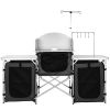 VEVOR Aluminum Cook Station 3 Cupboard & Detachable Windscreen-Black