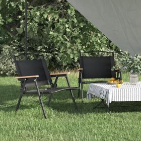 vidaXL Camping Chairs 2 pcs Oxford Fabric (Color: Black, select: 21.3" x 16.9" x 23.2")