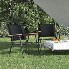 vidaXL Camping Chairs 2 pcs Oxford Fabric (Color: Black, select: 21.3" x 21.7" x   30.7")
