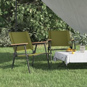 vidaXL Camping Chairs 2 pcs Oxford Fabric (Color: Green, select: 21.3" x 21.7" x   30.7")