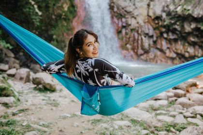 Parachute Expedition Hammock - Double (Color: Navy and Light Blue)