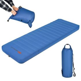 Self Inflating Folding Camping Sleeping Mattress with Carrying Bag (Color: Blue)