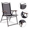 Set of 2 Patio Folding Sling Back Camping Deck Chairs