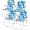 Folding Beach Chair Set for Camping and Lawn Relaxation - 4 Pieces