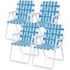 Folding Beach Chair Set for Camping and Lawn Relaxation - 4 Pieces