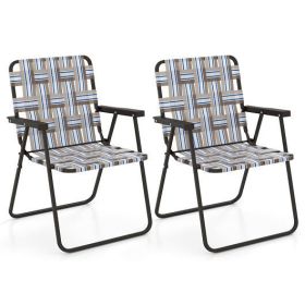 Folding Beach Chair, Camping Lawn Webbing Chair, 2 Pieces  (Color: Coffee)