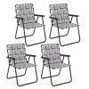 Folding Beach Chair Set for Camping and Lawn Relaxation - 4 Pieces